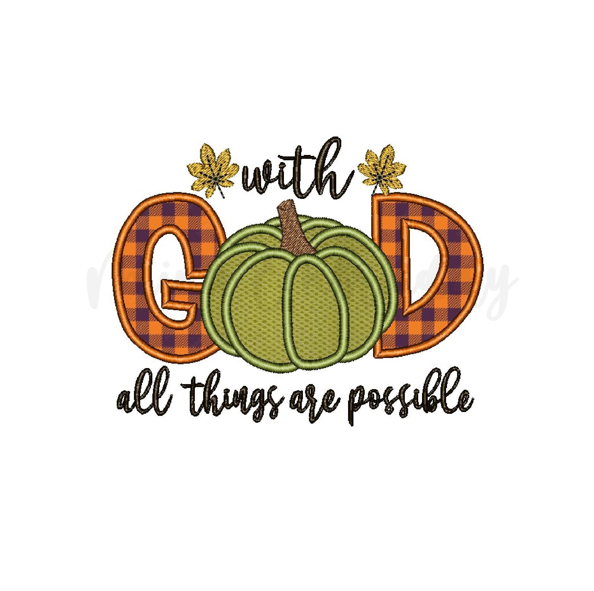Con Dios todas las cosas son posibles diseño de bordado de apliques de  calabaza de otoño, diseño de bordado de máquina, 4 tamaños, descarga  instantánea - Etsy México