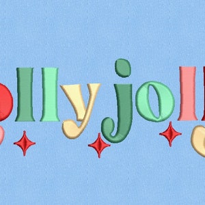 Holly Jolly Stickmuster, Weihnachtsstickmuster, Maschinenstickmuster, 6 Größen, sofortiger Download Bild 3