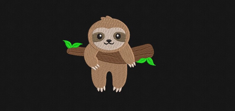 Baby Sloth Embroidery Design, Animal Embroidery Design, Machine Embroidery Design, 4 Sizes, Instant Download image 2