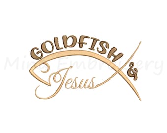 Goldfish and Jesus Embroidery Design, Machine Embroidery Design, 4 Sizes, Instant Download