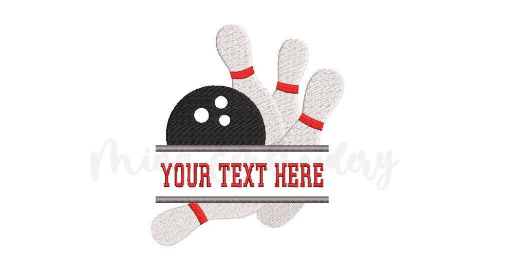 Split Bowling Embroidery Design, Sport Embroidery Design, Machine