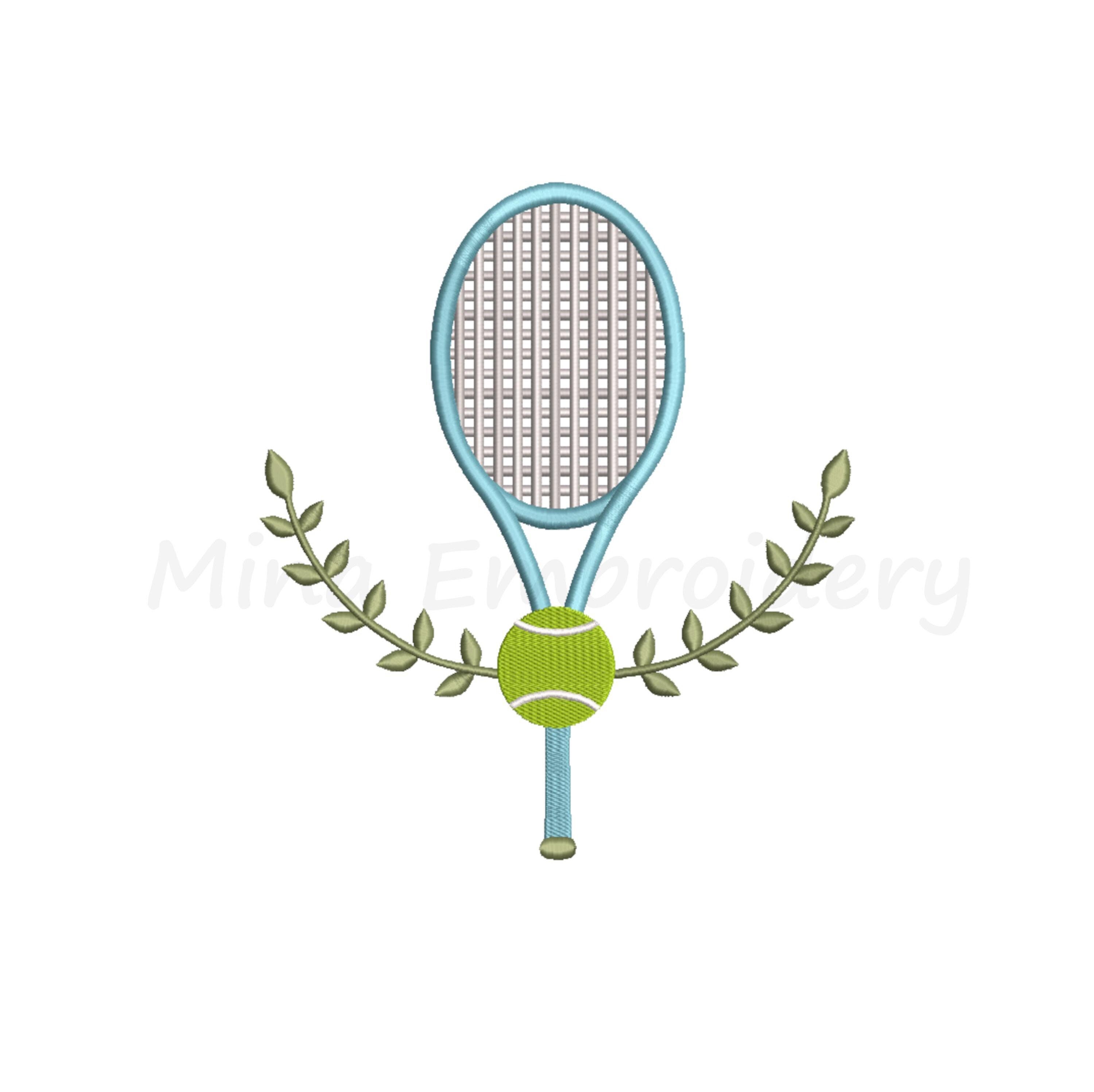 Floral Tennis Racket Embroidery Design, Sport Embroidery Design ...