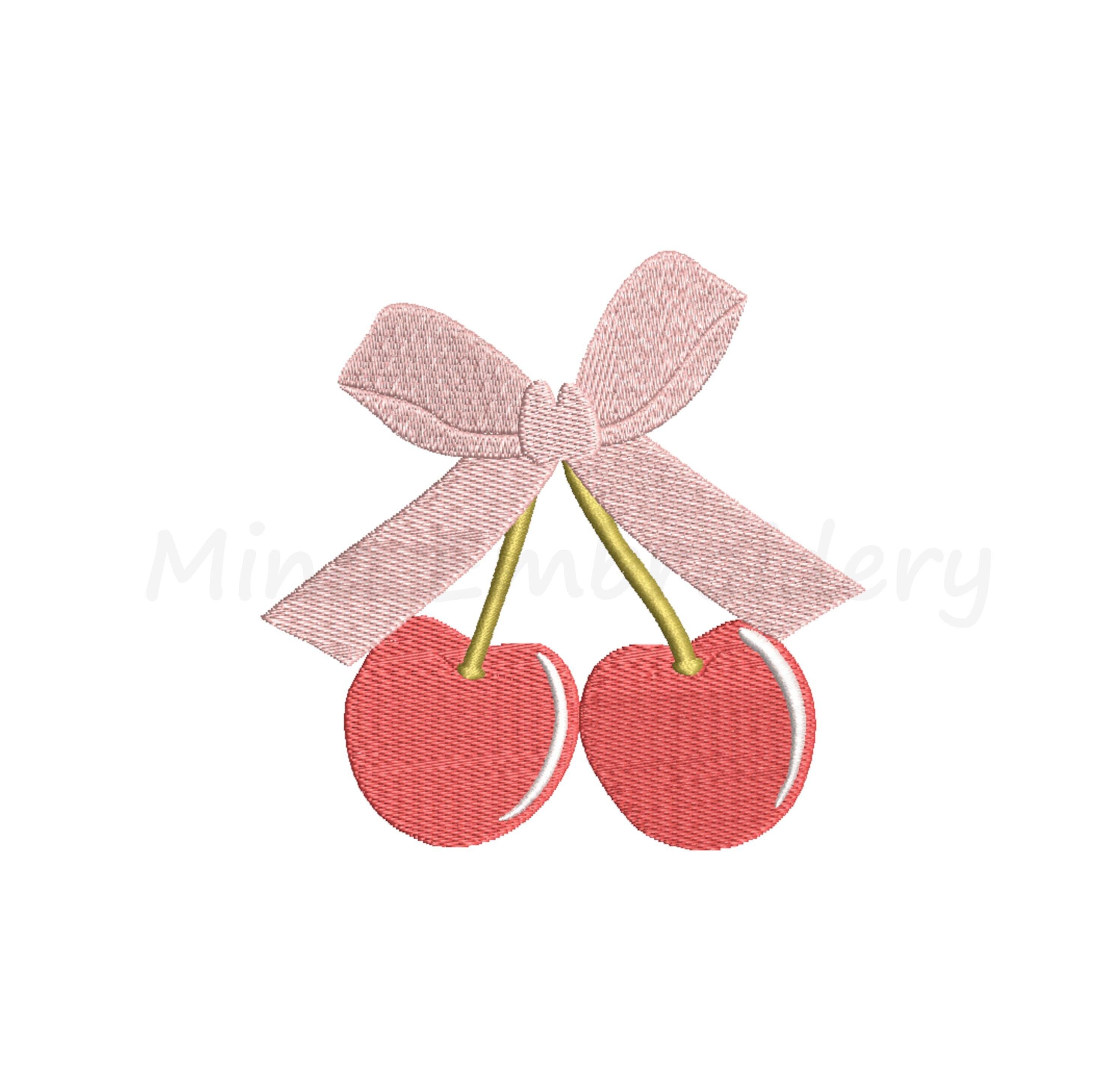 Cherries With Ribbon Bow Embroidery Design: 5 Sizes (instant Download ...