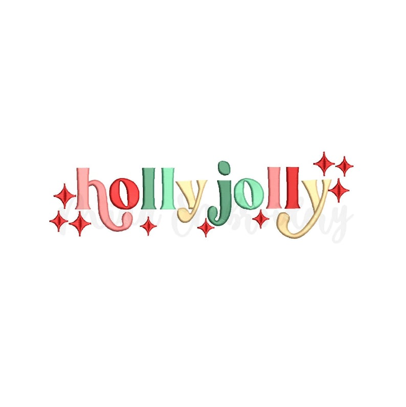 Holly Jolly Stickmuster, Weihnachtsstickmuster, Maschinenstickmuster, 6 Größen, sofortiger Download Bild 1