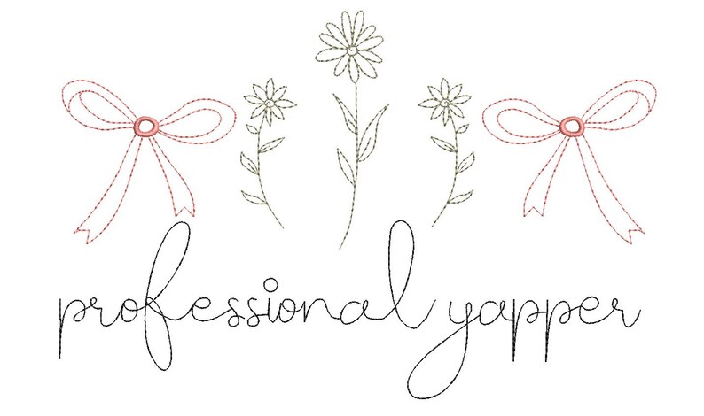 Yapper Design Coquette Professional Yapper Embroidery Design, Floral Embroidery Line ...