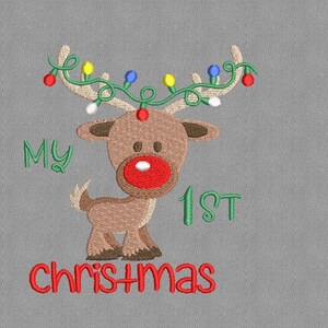 My 1st Reindeer Christmas Embroidery Design, My First Christmas Embroidery Design, 3 Sizes, Instant Download image 5
