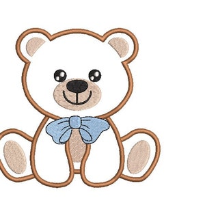 Baby Bear Applique Embroidery Design, Animal Embroidery Design, Machine Embroidery Design, 4 Sizes, Instant Download image 2