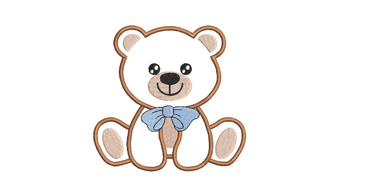 Baby Bear Applique Embroidery Design, Animal Embroidery Design, Machine Embroidery Design, 4 Sizes, Instant Download image 2