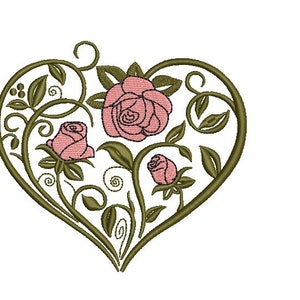 Heart Rose Embroidery Design: Floral Love Pattern (digital Download) - Etsy
