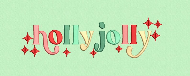Holly Jolly Stickmuster, Weihnachtsstickmuster, Maschinenstickmuster, 6 Größen, sofortiger Download Bild 2