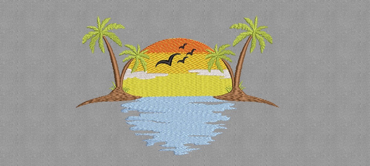 Summer Beach Embroidery Design Palm Tree Embroidery Design Etsy