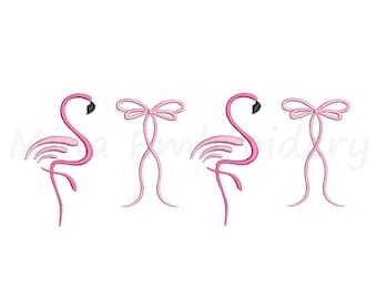 Coquette Flamingo Embroidery Design, Machine Embroidery Design, 6 Sizes, Instant Download