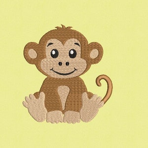 Sitting Baby Monkey Embroidery Design, Animal Embroidery Design, Machine Embroidery Design, 5 Sizes, Instant Download image 2