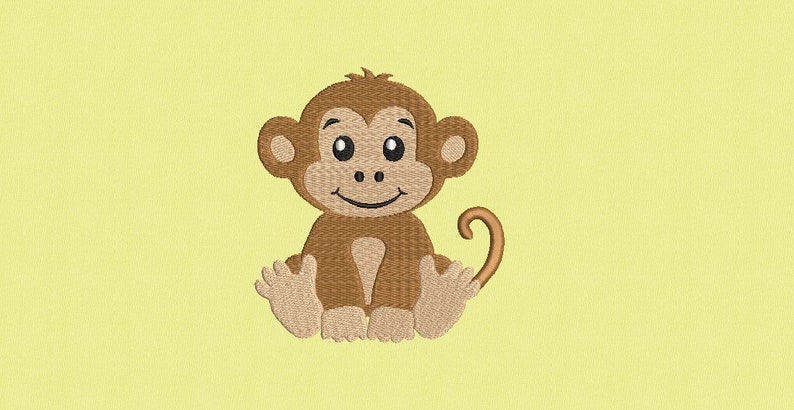 Sitting Baby Monkey Embroidery Design, Animal Embroidery Design, Machine Embroidery Design, 5 Sizes, Instant Download image 2