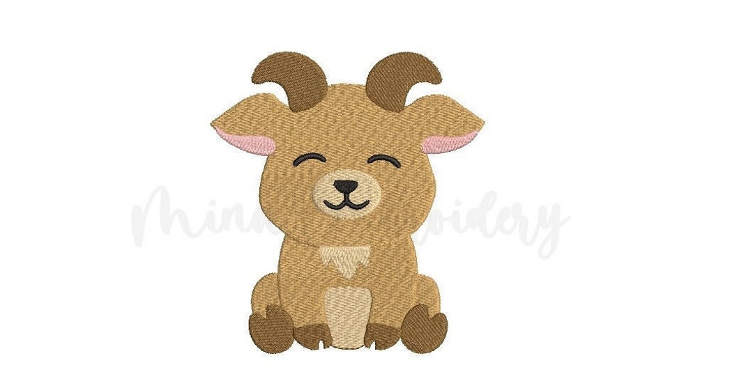 Baby Goat Embroidery Design, Animal Embroidery Design, Machine