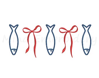 Coquette Sardines Embroidery Design, Machine Embroidery Design, 6 Sizes, Instant Download