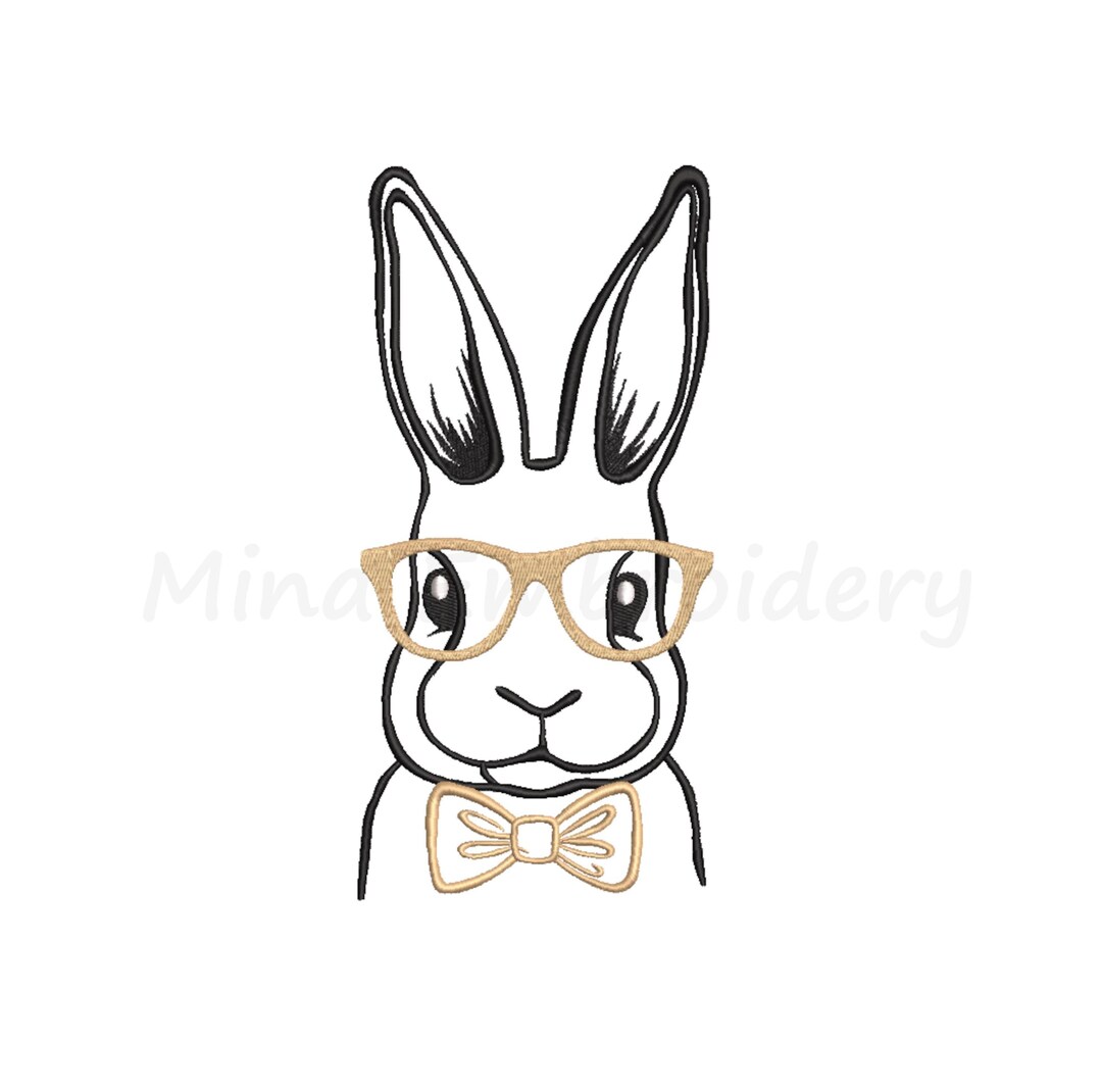 Easter Bunny With Glasses Embroidery Design (digital Download) - Etsy