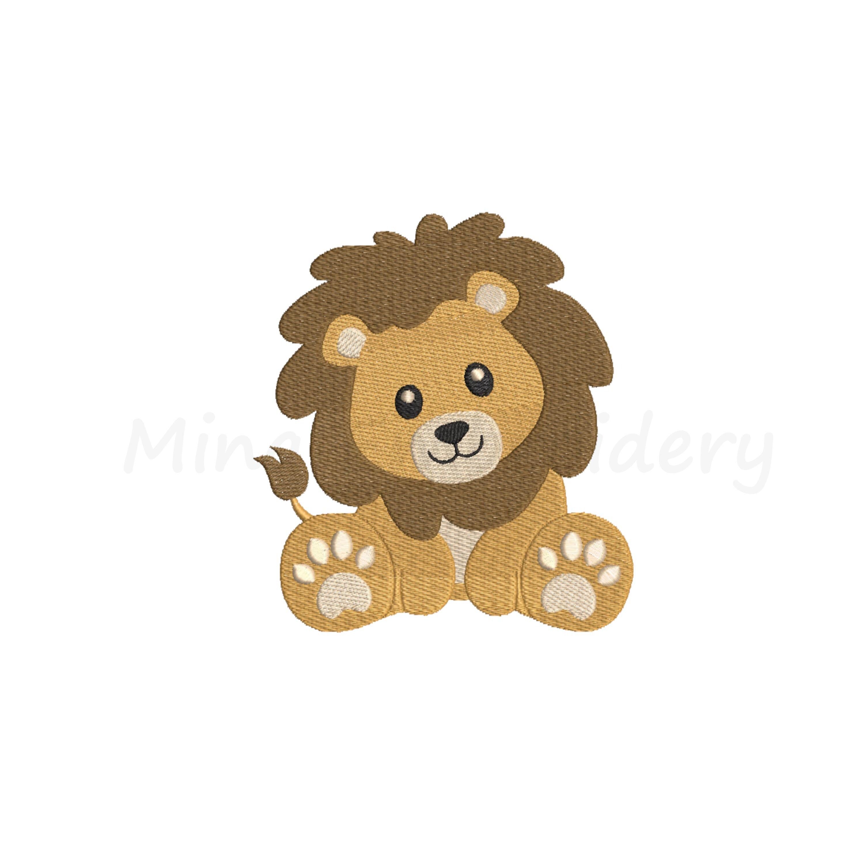 Cute Baby Lion Embroidery Design, Safari Embroidery Design, Animal Embroidery, Machine Embroidery Design, 4 Sizes, Instant Download