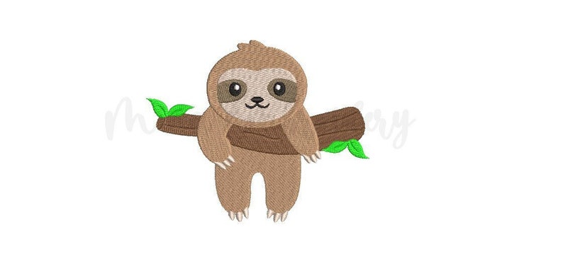 Baby Sloth Embroidery Design, Animal Embroidery Design, Machine Embroidery Design, 4 Sizes, Instant Download image 1