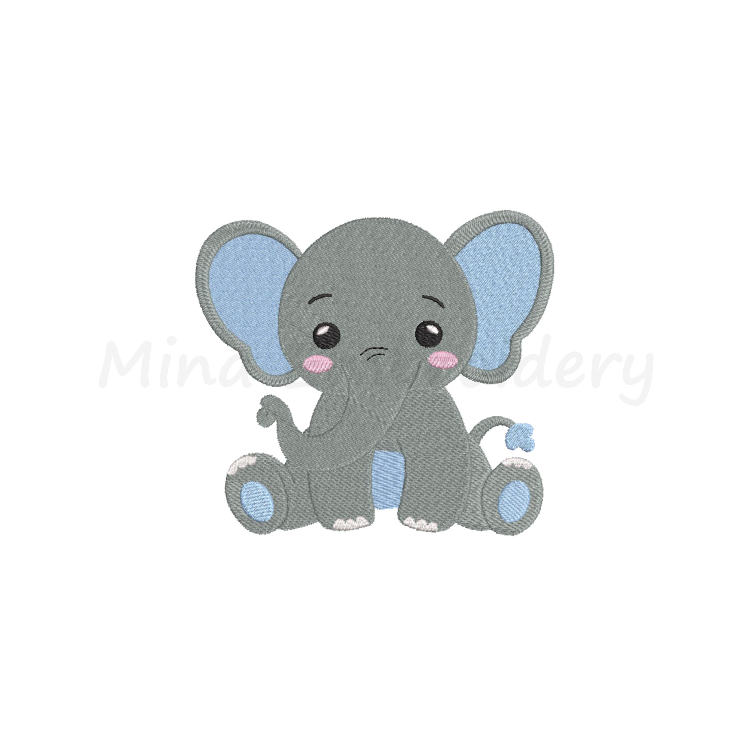 Baby Boy Elephant Embroidery Design, Animal Embroidery Design, Machine Embroidery Design, 4 Sizes, Instant Download