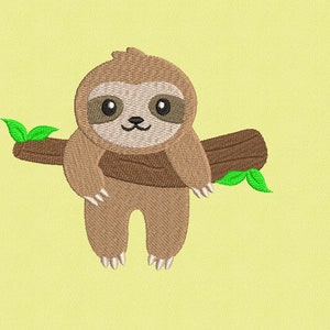 Baby Sloth Embroidery Design, Animal Embroidery Design, Machine Embroidery Design, 4 Sizes, Instant Download image 3