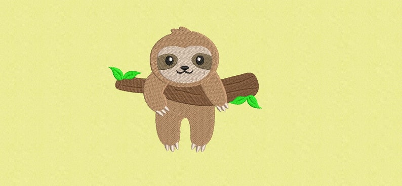 Baby Sloth Embroidery Design, Animal Embroidery Design, Machine Embroidery Design, 4 Sizes, Instant Download image 3