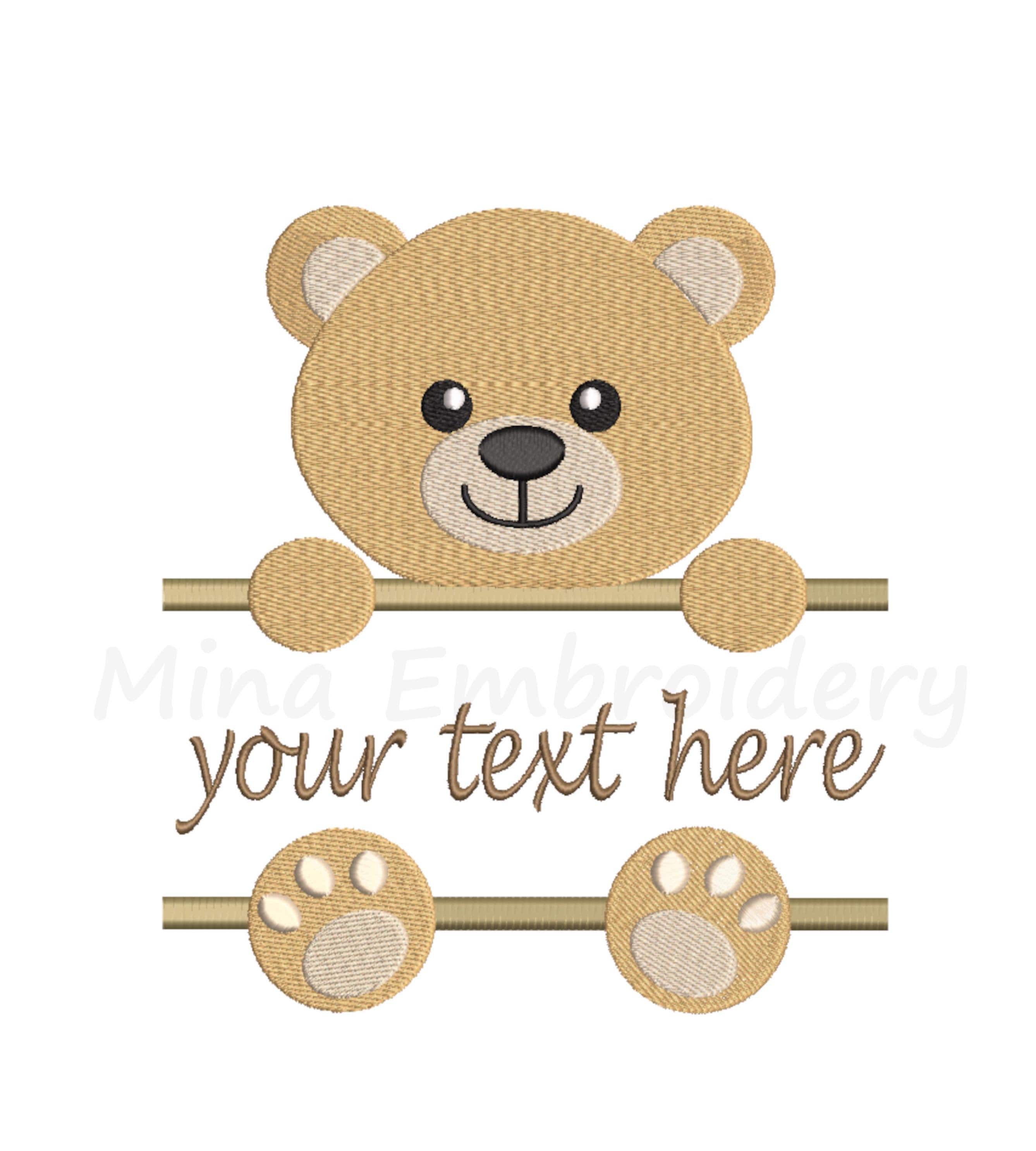 Baby Boy Bear Embroidery Design Split Font, 4 Sizes