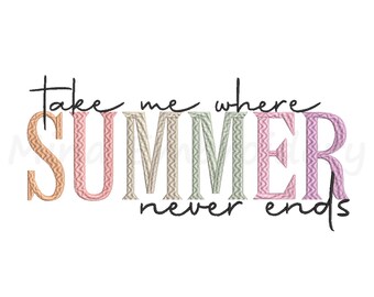 Take me Where Summer Never Ends Embroidery Design, Tropical Pattern, Machine Embroidery Design, 6 Sizes, Instant Download