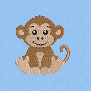 Sitting Baby Monkey Embroidery Design, Animal Embroidery Design, Machine Embroidery Design, 5 Sizes, Instant Download image 3