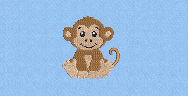 Sitting Baby Monkey Embroidery Design, Animal Embroidery Design, Machine Embroidery Design, 5 Sizes, Instant Download image 3