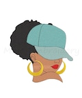 Afro Woman Face Embroidery Design, African Woman in Hat Embroidery Design, Machine Embroidery Design, 4 Sizes, Instant Download