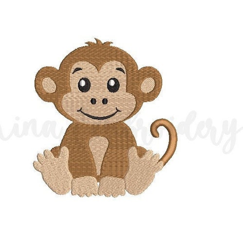 Baby Monkey Machine Embroidery File - Etsy