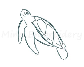 Sea Turtle Embroidery Design, Machine Embroidery Design, 4 Sizes, Instant Download