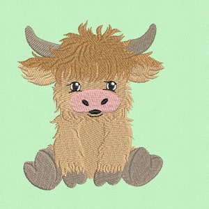 Baby Boy Highland Cow Embroidery Design, Animal Embroidery Design, Machine Embroidery Design, 4 Sizes, Instant Download image 3