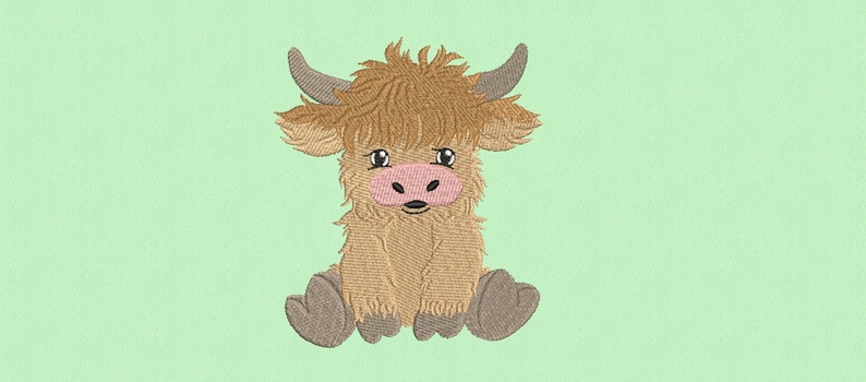 Baby Boy Highland Cow Embroidery Design, Animal Embroidery Design, Machine Embroidery Design, 4 Sizes, Instant Download image 3