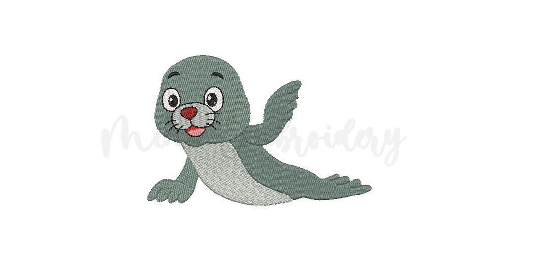 Baby Seal Embroidery Design Animal Embroidery Design Machine Etsy