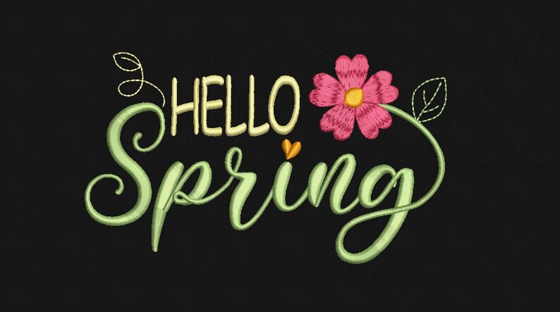 Hello Spring Embroidery Design, Machine Embroidery Design, 5 Sizes ...