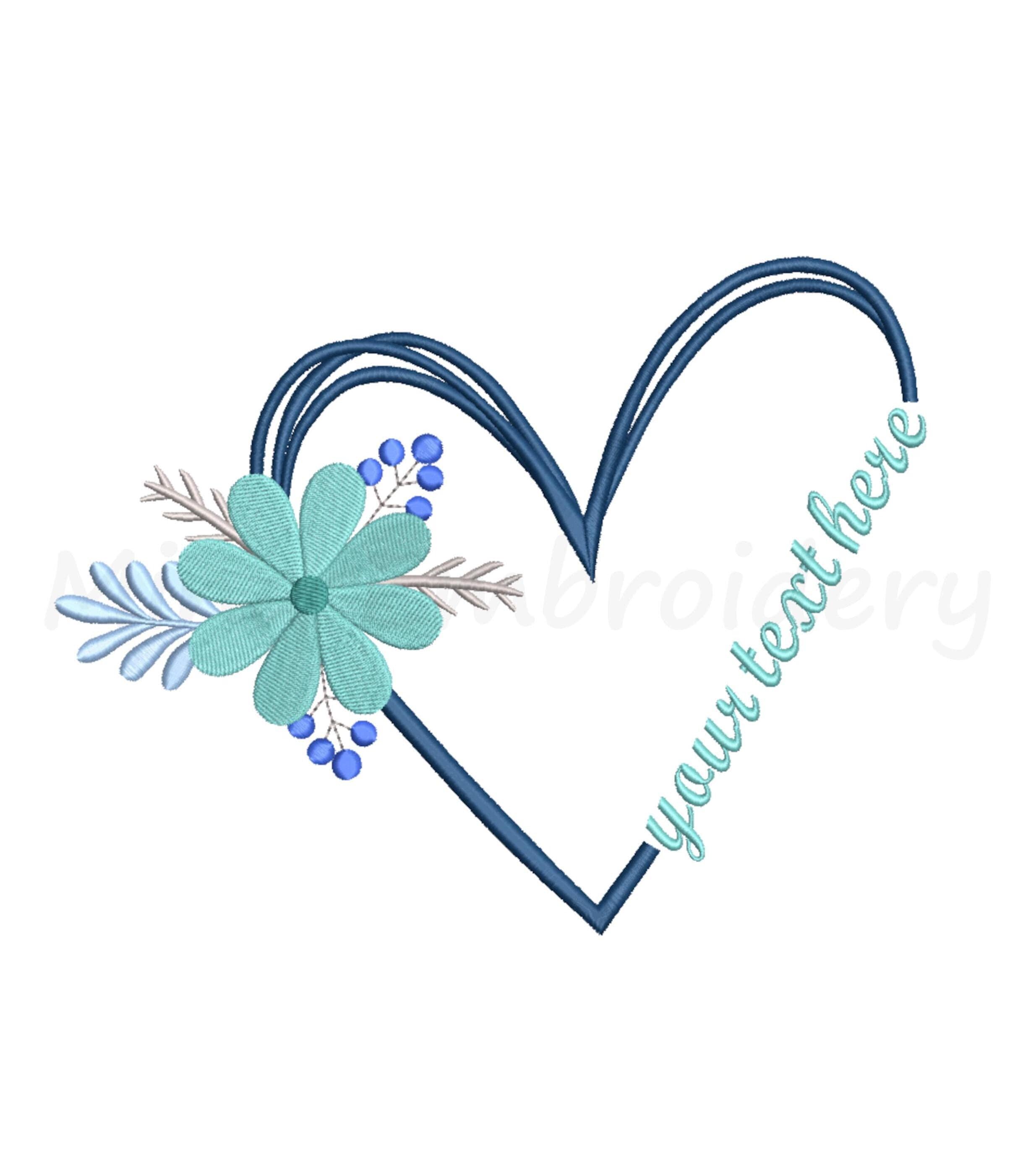 mari☆　100Daysハートデザイン　30Daysフレブルデザイン Split Heart Flower Embroidery Design, Flower Frame Embroidery