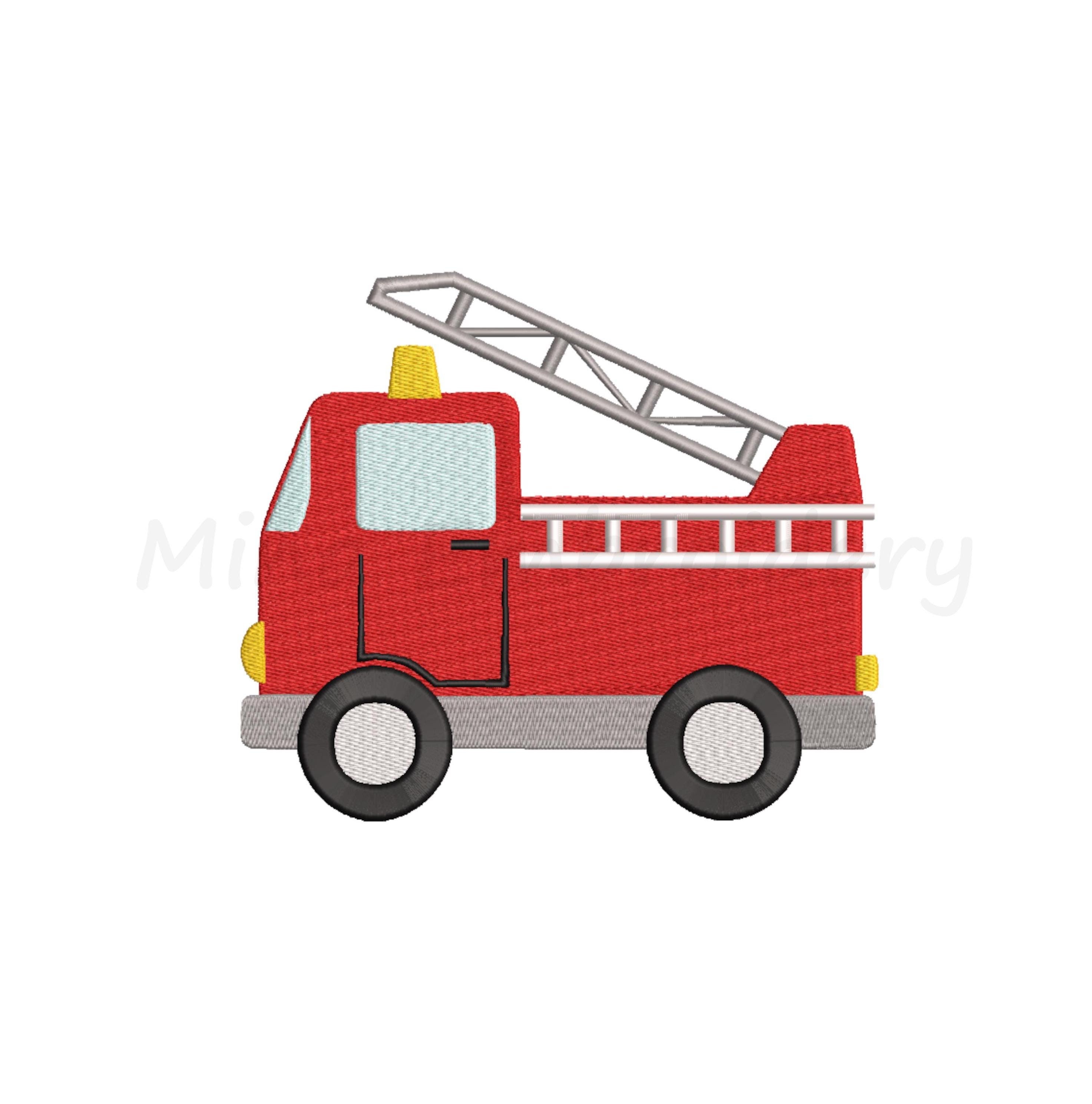 Fire Truck Embroidery Design, Machine Embroidery Design,   4 Sizes, Instant Download