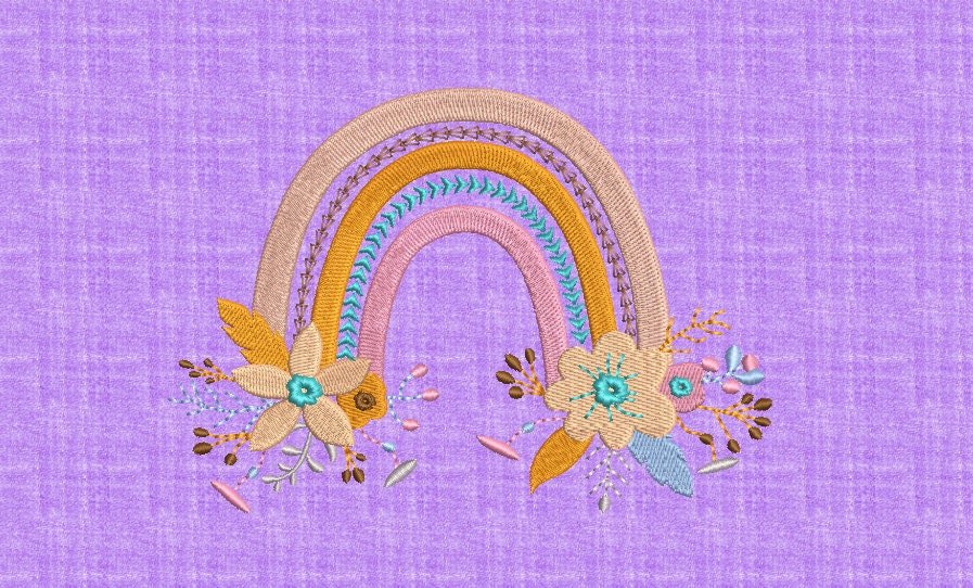 Floral Rainbow Embroidery Design Machine Embroidery Design 5 Etsy