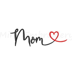Mom Heart Embroidery Design, Machine Embroidery Design, 6 Sizes, Instant Download