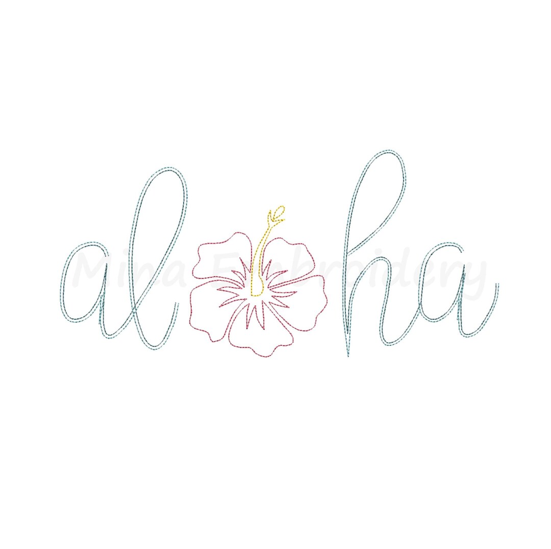 Aloha Line Pattern Aloha Embroidery Design, Summer Line Art Embroidery Design, Machine ...
