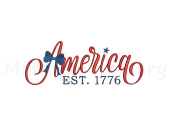 Coquette America Bow Embroidery Design, Patriotic Pattern, Machine Embroidery Design, 5 Sizes, Instant Download