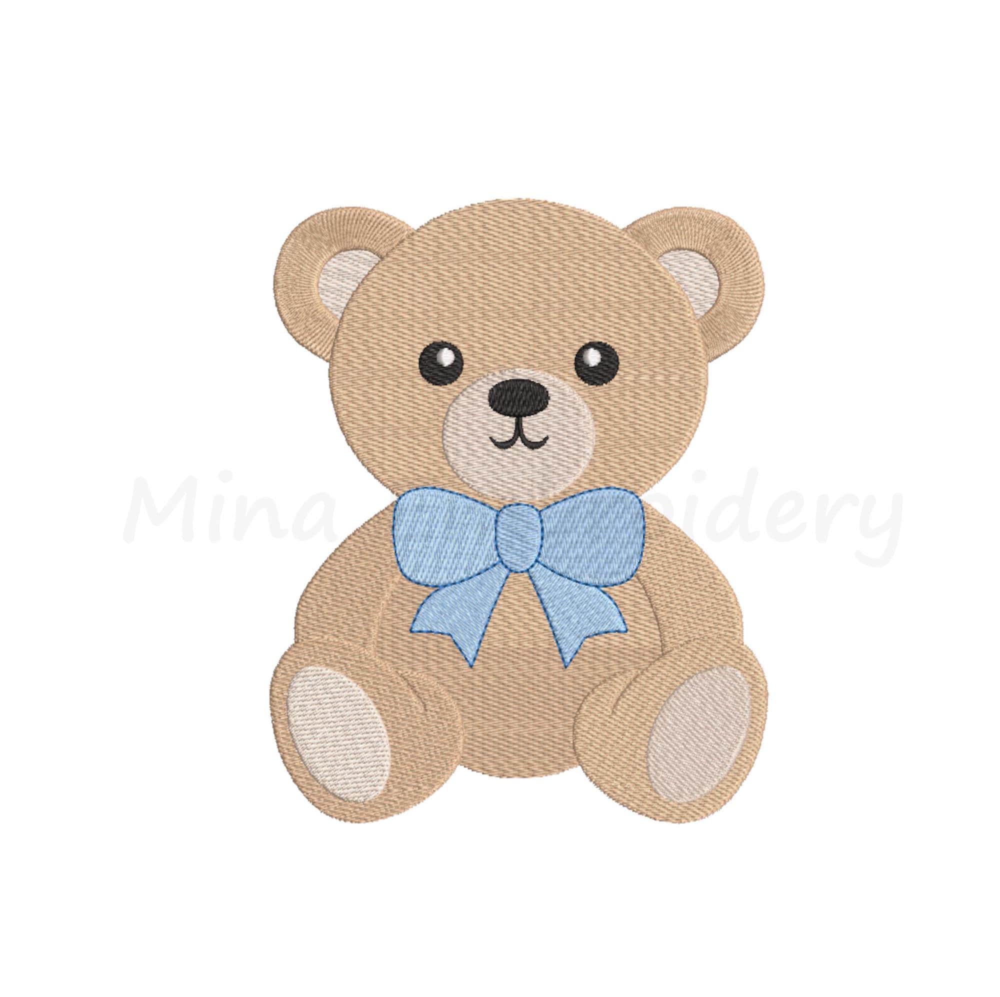 Baby Boy Bear Embroidery Teddy Bear with Bow Embroidery Design, Animal Embroidery, Machine Embroidery Design, 5 Sizes, Instant Download