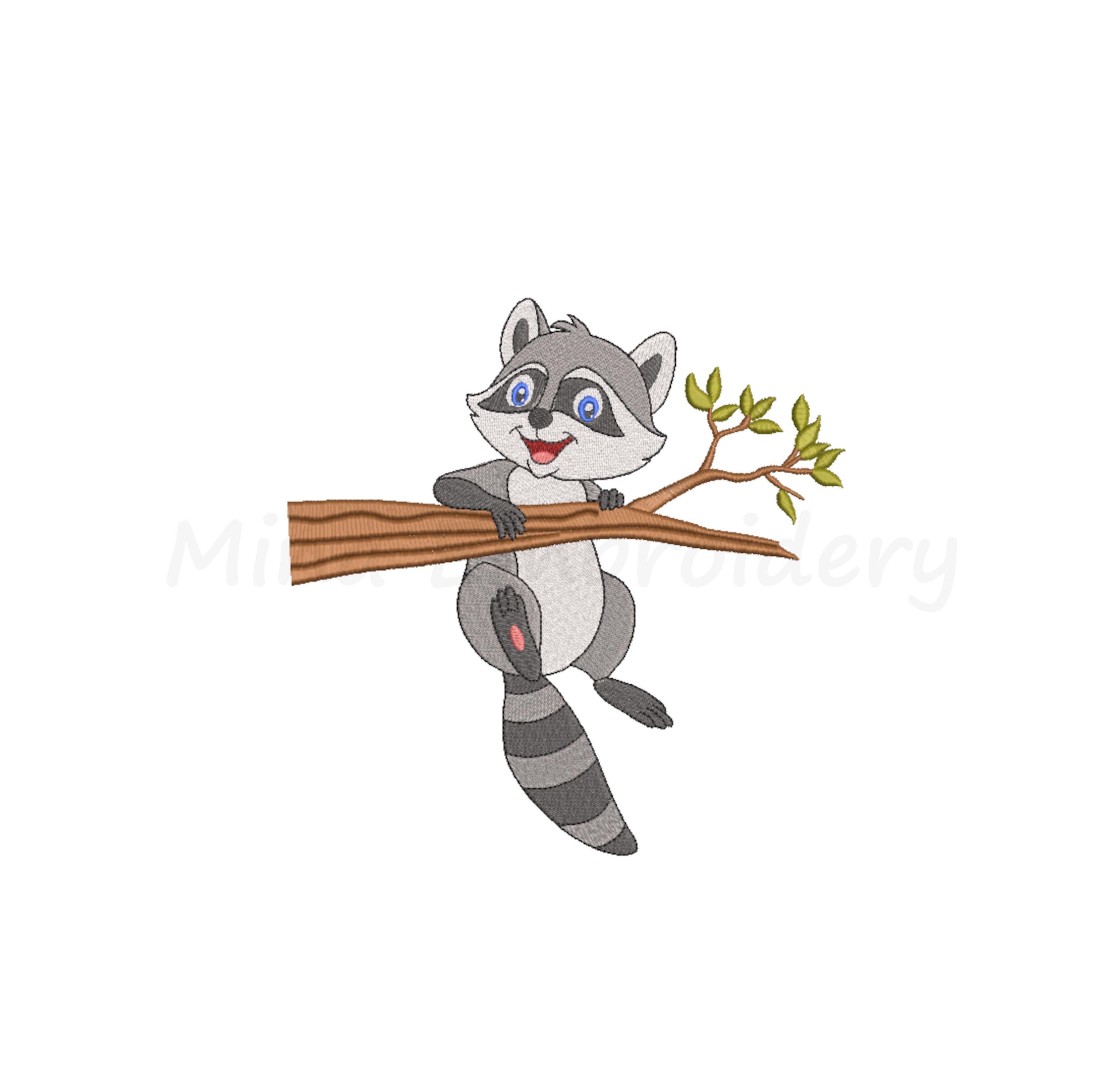 Baby Racoon Design Swinging Baby Raccoon Embroidery Design, Animal Embroidery Design ...
