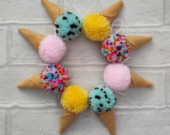 Pom pom ice cream garland (1m) | Pom pom ice cream bunting | Pom pom ice cream decoration