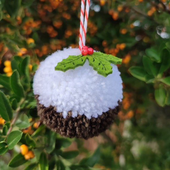 Christmas Pudding Pom Pom Hanging Decoration Pom Pom Christmas Decorations Pom  Pom Christmas Ornaments 