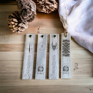 Marque-page bois Seigneur des Anneaux | Gravure Tolkien | Rivet métal | Cadeau fantasy