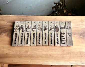 Bookmark in solid walnut wood inspired by the world of the Walking Dead