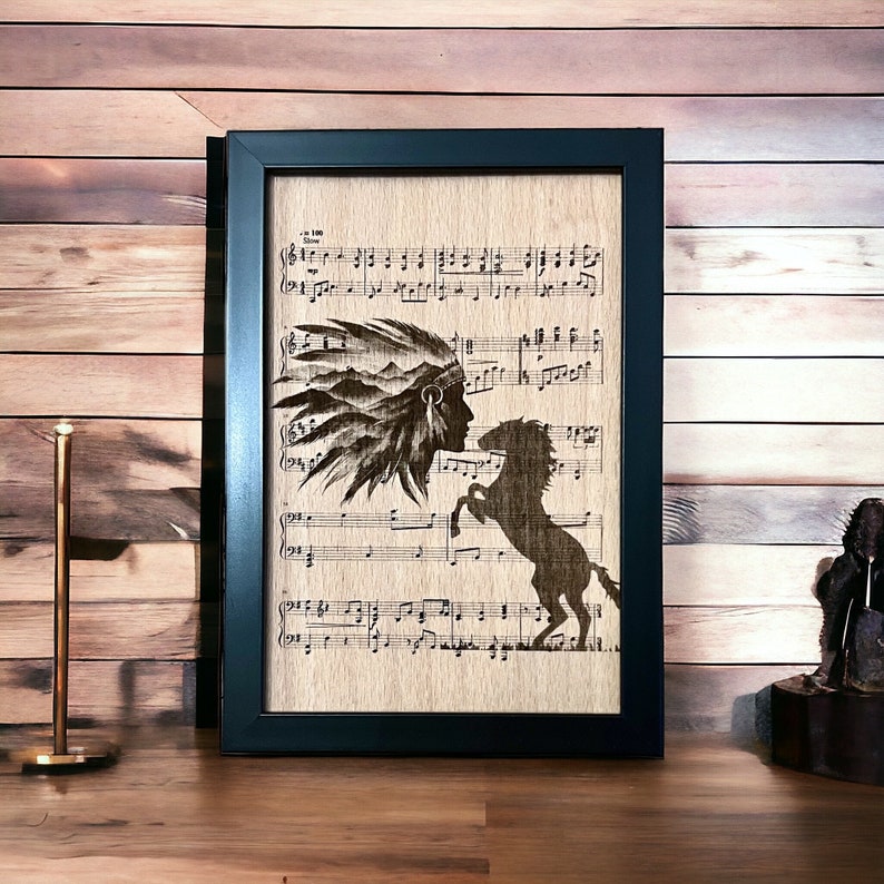 Indian Horse Woodcut Beech Sheet Music Wall Art Gift for Fans Etsy